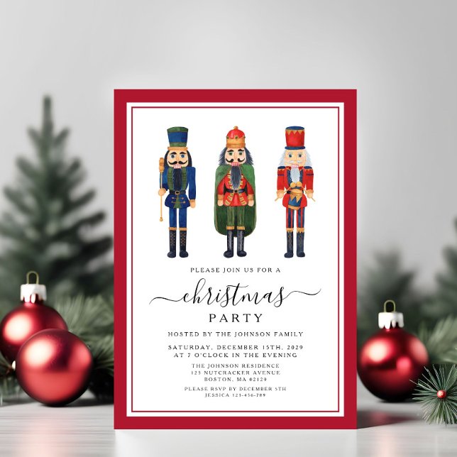 Convites Festa de Natal do Quebra-Nozes Fofo  (Cute Nutcracker Christmas Party Invitation)
