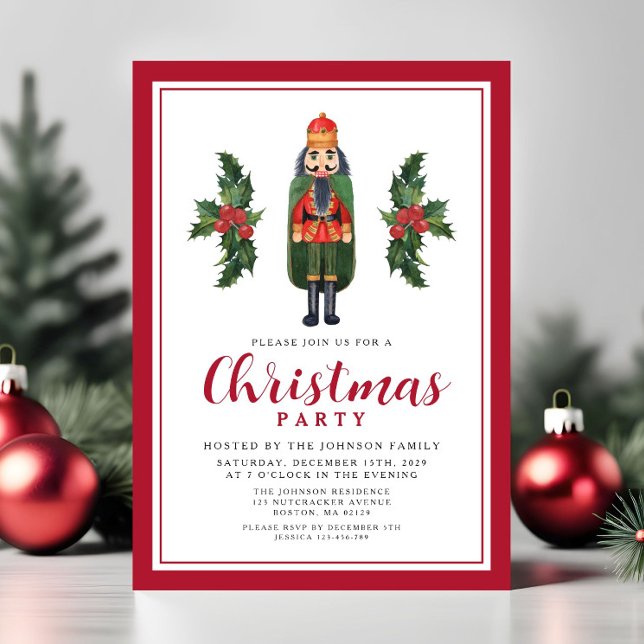 Convites Festa de Natal do Quebra-Nozes Vermelho (Red Nutcracker Christmas Party Invitation
)
