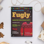 Convites Festa de Natal do Red Funny Fugly Ugly<br><div class="desc">Incomode seus convidados com este divertido convite de festas de Natal com um suéter tricotado com tipografia vibrante sobre fundo de quadro. Basta adicionar os detalhes do seu evento neste modelo fácil de usar para torná-lo um convite de tipo único. Sacudir a carta para revelar um padrão de camisola de...</div>