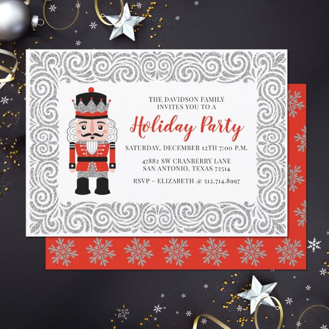 Convites Festa de Natal do Red Nutcracker (A festive and elegant Holiday party invitation. Great for a family or the workplace.)