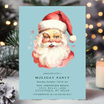 Convites Festa de Natal do Retro Papai Noel<br><div class="desc">Convide seus convidados para uma festa festiva com este Convite de festas de Natal Blue Vintage Retro Santa Claus. Apresentando um belo e vítreo Papai noel de aquarelas, este clássico design expele encanto e sofisticação. Perfeito para uma reunião de feriados, o convite permite personalizar com os detalhes do evento, criando...</div>