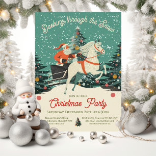 Convites Festa de Natal do Retro Papais noeis Sleigh
