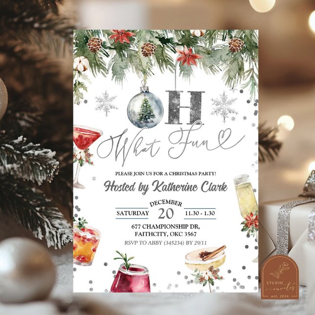 Convites Festa de Natal do Silver Winter Fun Coctail (Criador carregado)