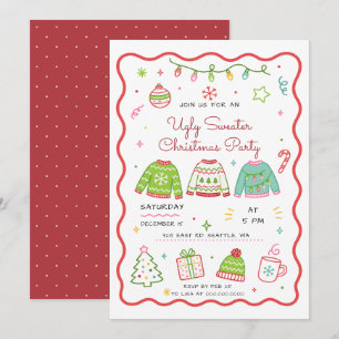 Convites Festa de Natal do Suéter Feio Doodle