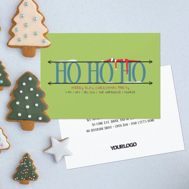 Convites Festa de Natal do Teal & Green Elf Shenanigans (Criador carregado)