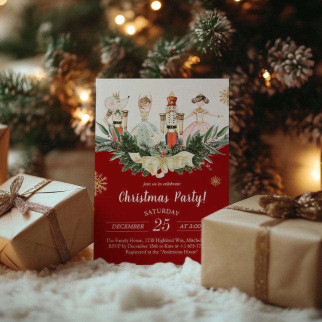 Convites Festa de Natal do Tema do Quebra-Nozes (Nutcracker Theme Christmas Party Invitation)