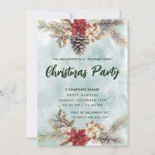 Convites Festa de Natal do Watercolor Boho Pine