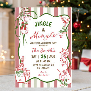 Convites Festa de Natal Doodle Manuscrito Jingle Mingle