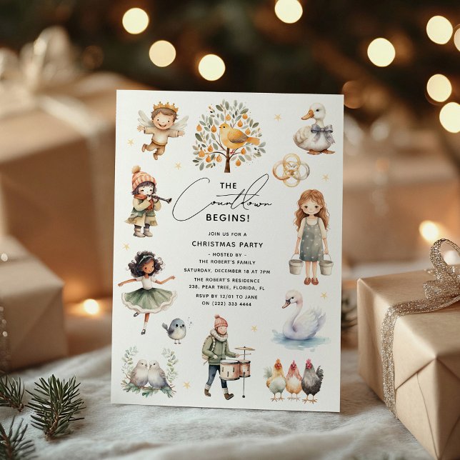 Convites Festa de Natal dos 12 dias de Natal (Criador carregado)