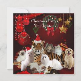 Convites Festa de Natal dos Animais de Estimação Xmas Tigre