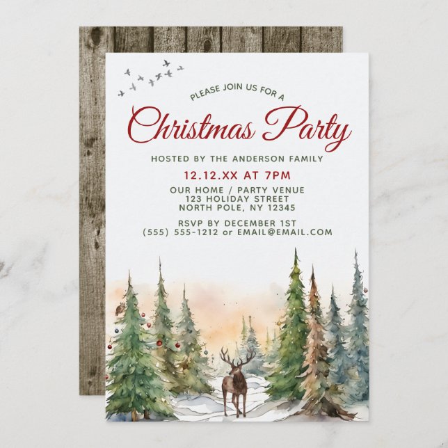 Convites Festa de Natal dos Animais Florestais (Frente/Verso)