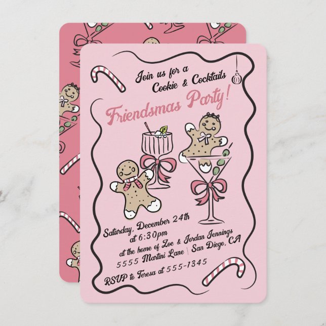 Convites Festa de Natal dos Cookies e Cocktails (Frente/Verso)