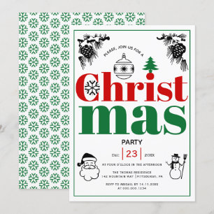 Convites Festa de Natal dos elementos Vintage