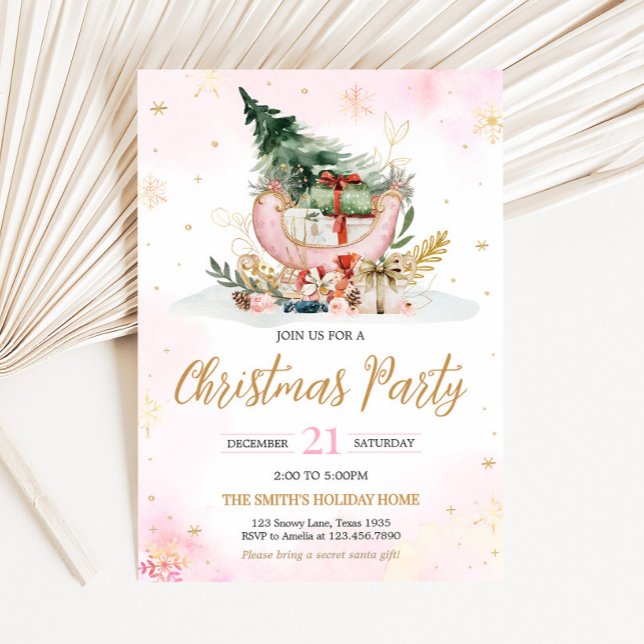 Convites Festa de Natal dos Flocos de Neve de inverno (Christmas Tree Winter Snowflakes Christmas Party Invitation)