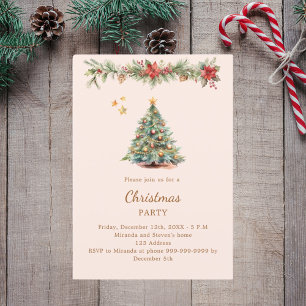 Convites Festa de Natal dos florais vermelhos das árvores