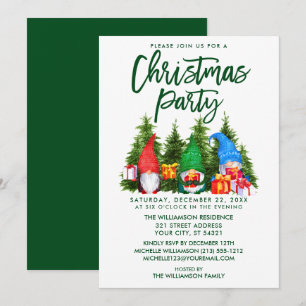 Convites Festa de Natal dos Gnomos de Watercolor do Escovo