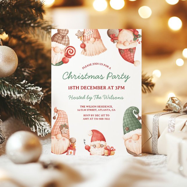 Convites Festa de Natal dos Gnomos Fofos (Criador carregado)