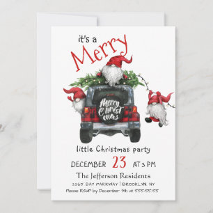 Convites Festa de Natal dos Gnomos Vermelhos Cachorros