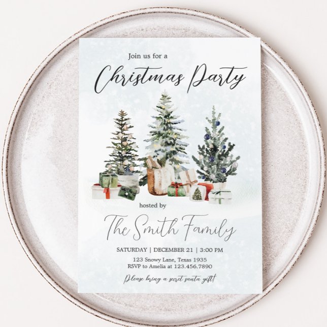 Convites Festa de Natal dos Pintores de inverno (Winter Wonderland Pine Tree Christmas Party Invitation )