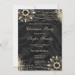 Convites Festa de Natal Dourada da neve de inverno Moderna