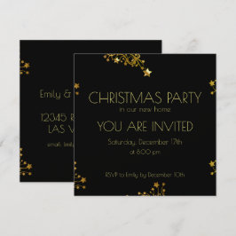 Convites Festa de Natal - Douradas e Decorativas Estrelas d