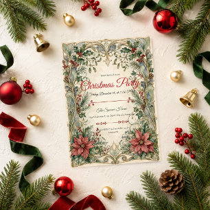 Convites Festa de Natal Elegante Art Nouveau