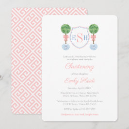 Convites Festa de Natal Elegante Boxwood Monogramas Girl