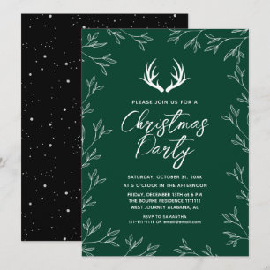 Convites Festa de Natal Elegante com Veado Botânico Chic