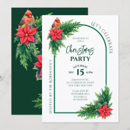 Convites Festa de Natal Elegante com Verdura de Férias