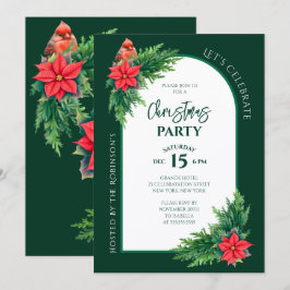Convites Festa de Natal Elegante com Verdura de Férias