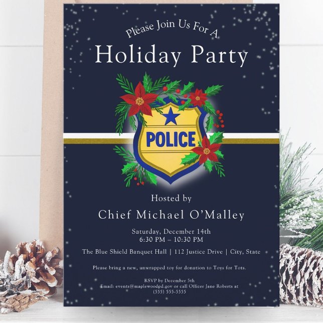Convites Festa de Natal Elegante da Polícia (Criador carregado)