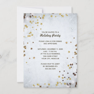 Convites Festa de Natal Elegante das Estrelas Douradas