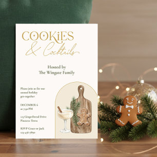 Convites Festa de Natal Elegante de Cookies e Coquetéis