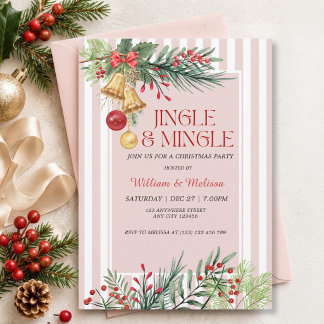 Convites Festa de Natal Elegante de Inverno Jingle e Mingle