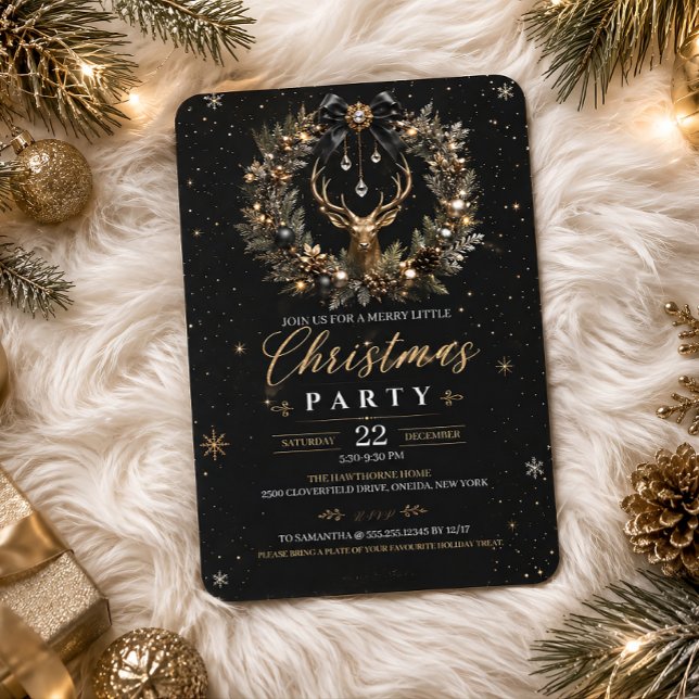 Convites Festa de Natal Elegante de Rena de Férias (Criador carregado)