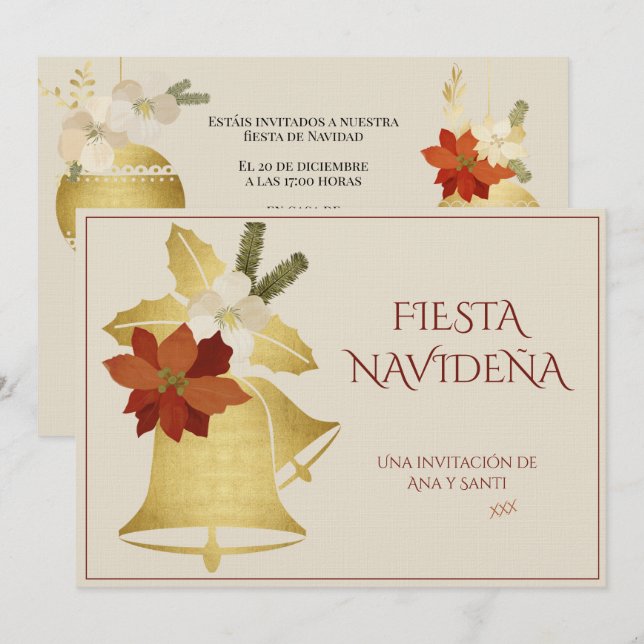 Convites Festa de Natal Elegante Decorada (Frente/Verso)