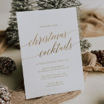 Convites Festa de Natal Elegante Dourada Calliografia<br><div class="desc">Este elegante cartão de convite de festas de coquetel de Natal para caligrafia em ouro é perfeito para um evento de férias simples. A design neutra apresenta um convite minimalista decorado com tipografia falsa de ouro romântica e caprichosa.</div>