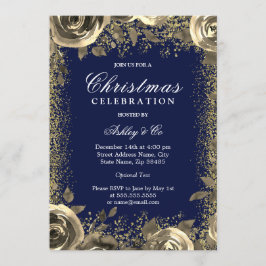 Convites Festa de Natal Elegante Dourada Sparkle Glitter