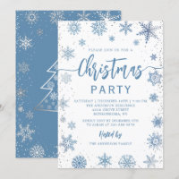Festa de Natal Elegante Dusty Blue Snowflakes