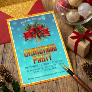 Convites Festa de Natal Elegante e Festiva de Férias de Inv