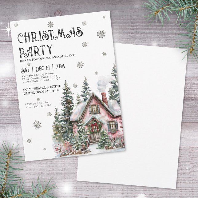 Convites Festa de Natal Elegante e Festiva de Férias de Inv (Festive Elegant Winter Christmas Party Invitation)