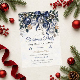 Convites Festa de Natal Elegante em Azul Marinho