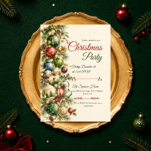 Convites Festa de Natal Elegante em Tons de Joias