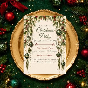 Convites Festa de Natal Elegante Evergreen
