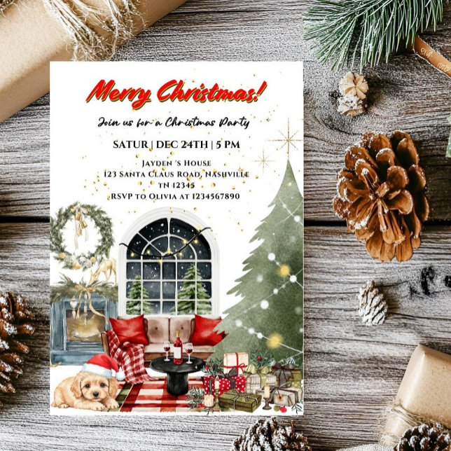 Convites Festa de Natal Elegante Férias de Natal (Criador carregado)