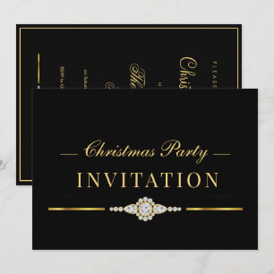 Convites Festa de Natal Elegante Glamour Dourado