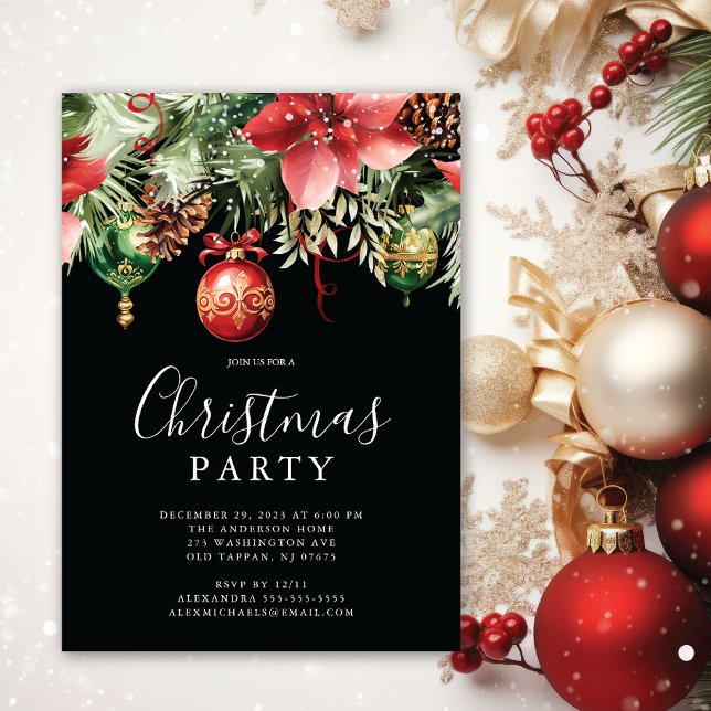 Convites Festa de Natal Elegante Poinsettia (Criador carregado)