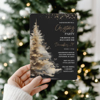 Festa de Natal Elegante Preto e Dourado