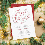 Convites Festa de Natal Elegante Red Jingle e Mingle<br><div class="desc">Comece as festividades com o Convite de festas de Natal da Tipografia "Jingle and Mingle" da Caligrafia Chica. O confete vermelho e a tipografia minimalista deram o tom para uma festa de Natal na moda que os seus convidados não vão querer perder.</div>