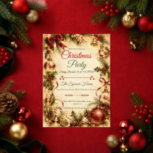 Convites Festa de Natal Elegante Vintage
